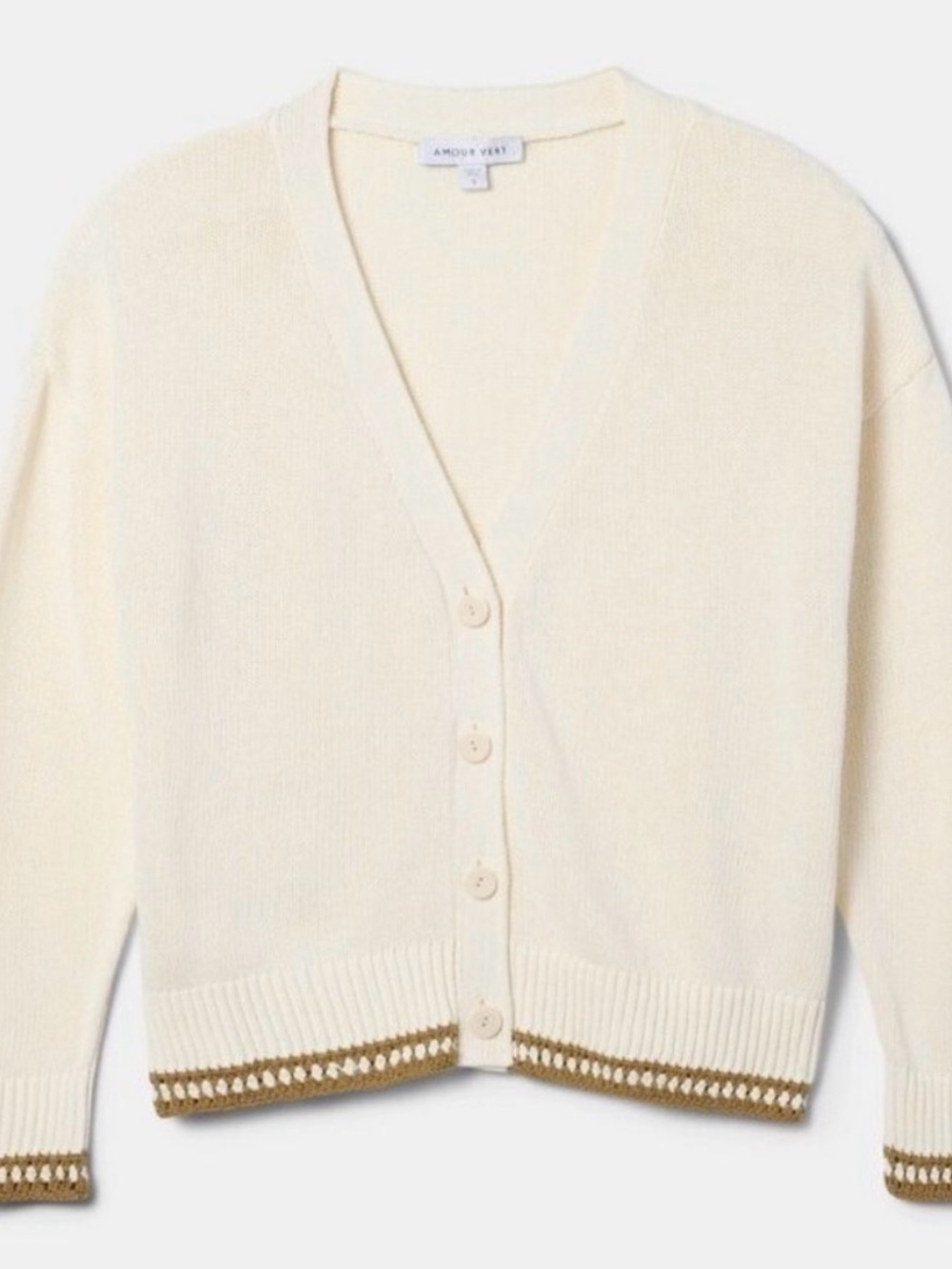 Amour Vert Cream Cardigan, Size L